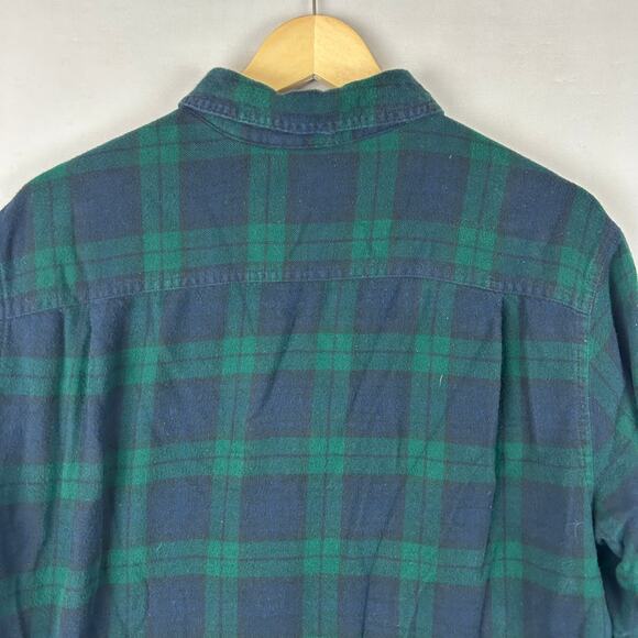 LL Bean Fleece Lined Flannel Shirt Jacket Shacket Green Plaid 298189 Mens Size M - Picture 6 of 7